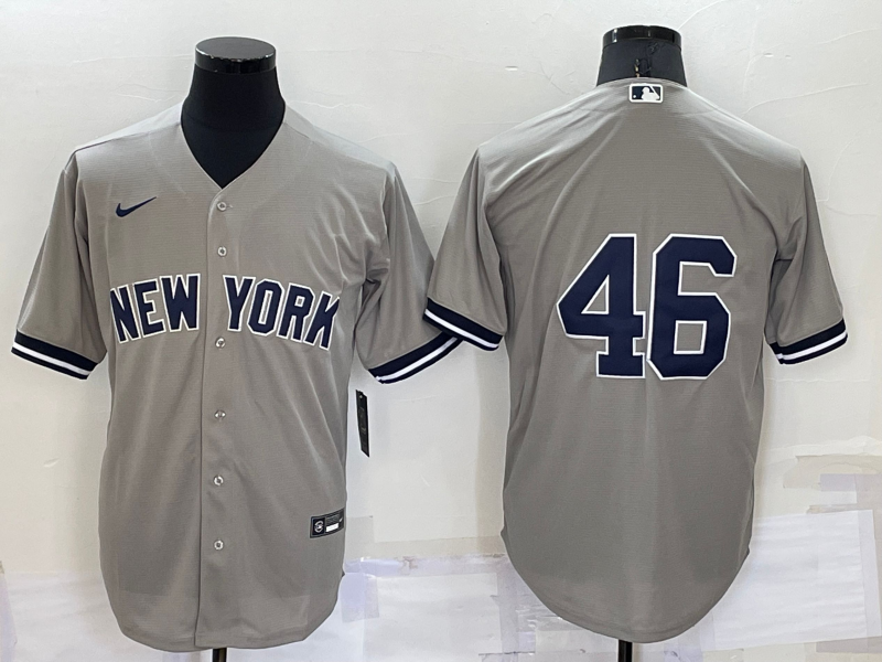 Men's Grey New York Yankees #46 Andy Pettitte Cool Base Stitched Baseball Jersey